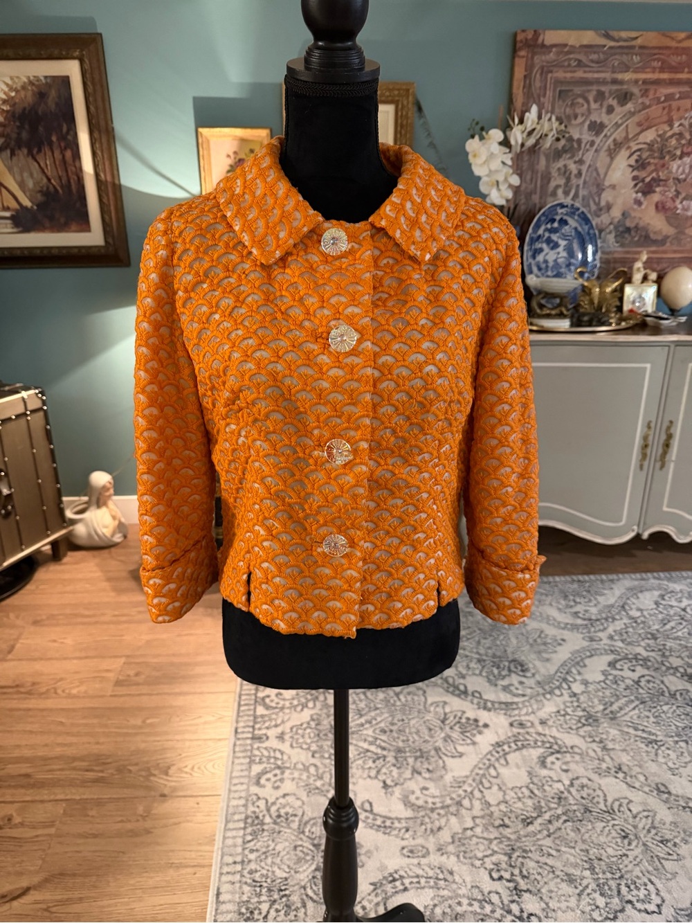 Vintage 1950’s Short Jacket w Glass Buttons
